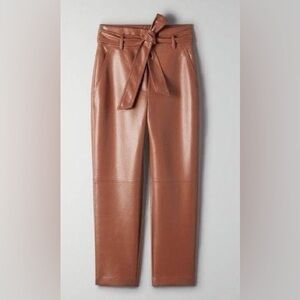 WIFRED Faux Leather Cinnamon Tie Waist Pants SZ 4